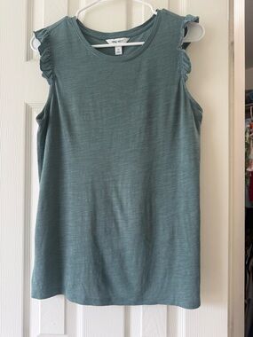 Nine West Women's Ruffle Sleeve Tank in Teal